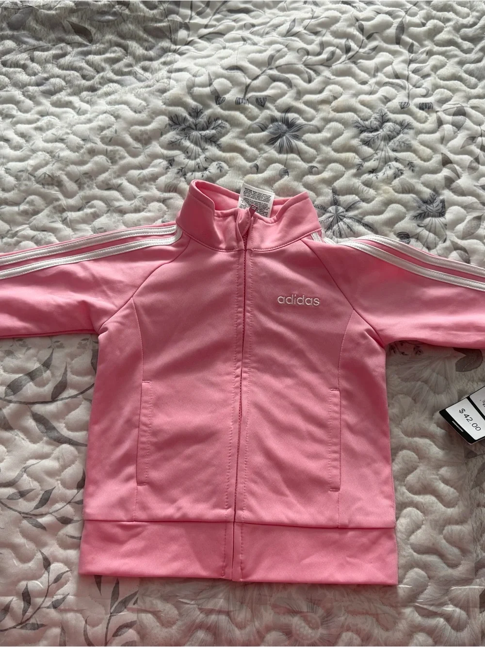 Adidas Kids Pink Jacket with White Stripes